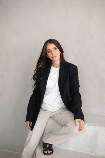 מכנס מחויט בגזרה ישרה - שמנת