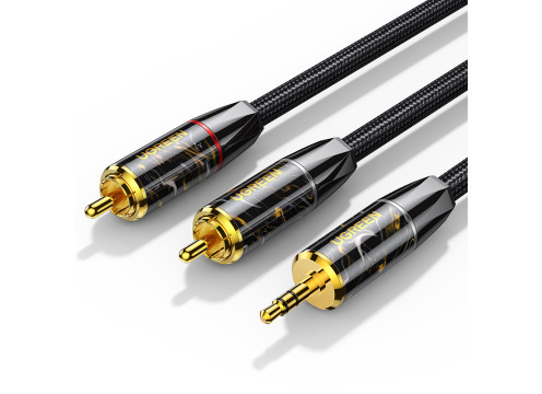 כבל אודיו UGREEN 3.5mm Male to RCA Male x2 Hi-Fi SCC OCC Copper - 2m