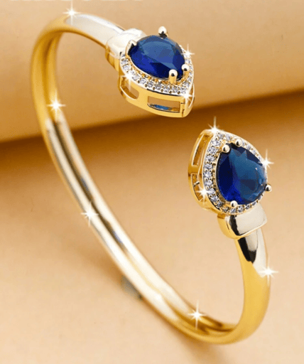 צמיד קשיח זהב משולב טיפות כחול