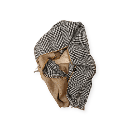 houndstooth black/white/brown scarf