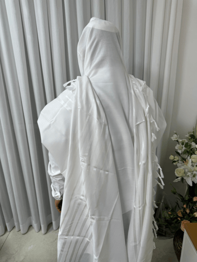 טלית חתנים- לבן