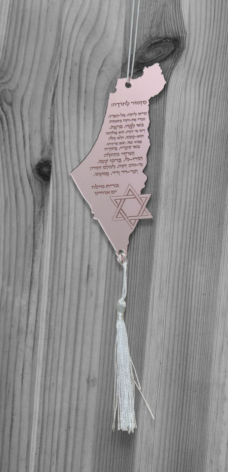 תליון לרכב "מזמור לתודה" ארץ ישראל- רוזגולד