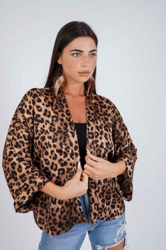 עליונית קימונו קצר סאטן boho