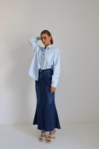 חצאית ג'ינס גזרת דג