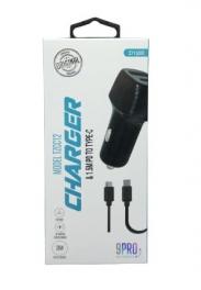 מטען רכב 30W USB+PD 3A 9 PRO עם כבל טייפ סי שחור