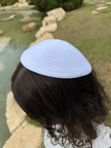 כיפת פשתן ילדים- לבן