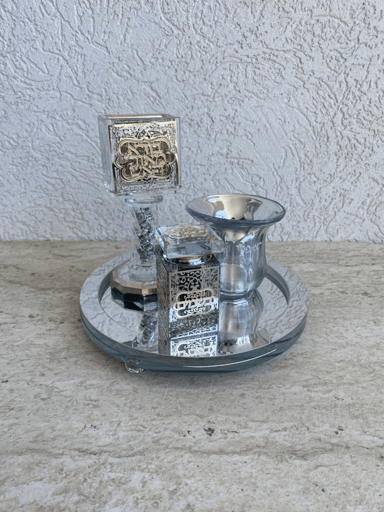 סט הבדלה מהודר מקריסטל עם פלקטה 20 ס"מ