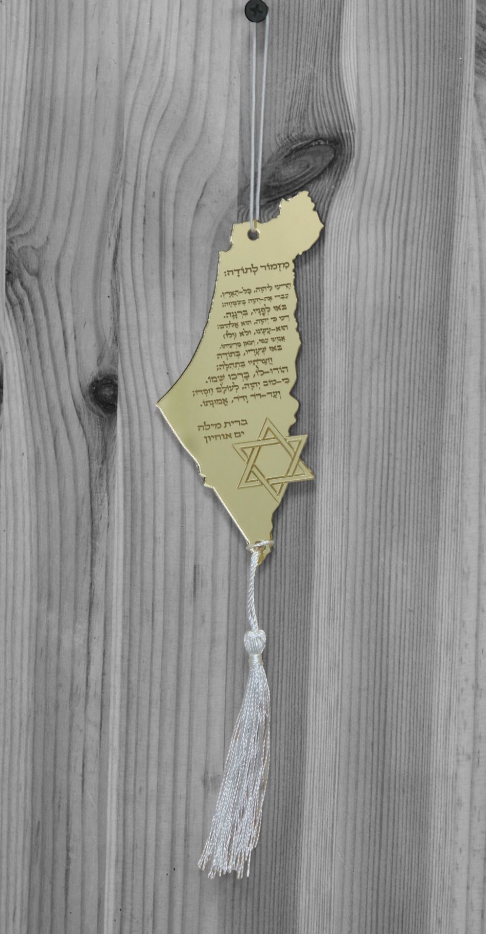 תליון לרכב "מזמור לתודה" ארץ ישראל- זהב