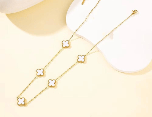 שרשרת תלתן לבן זהב