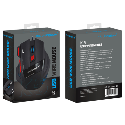 עכבר גיימינג - k5 usb wire mouse כולל מקש ירי