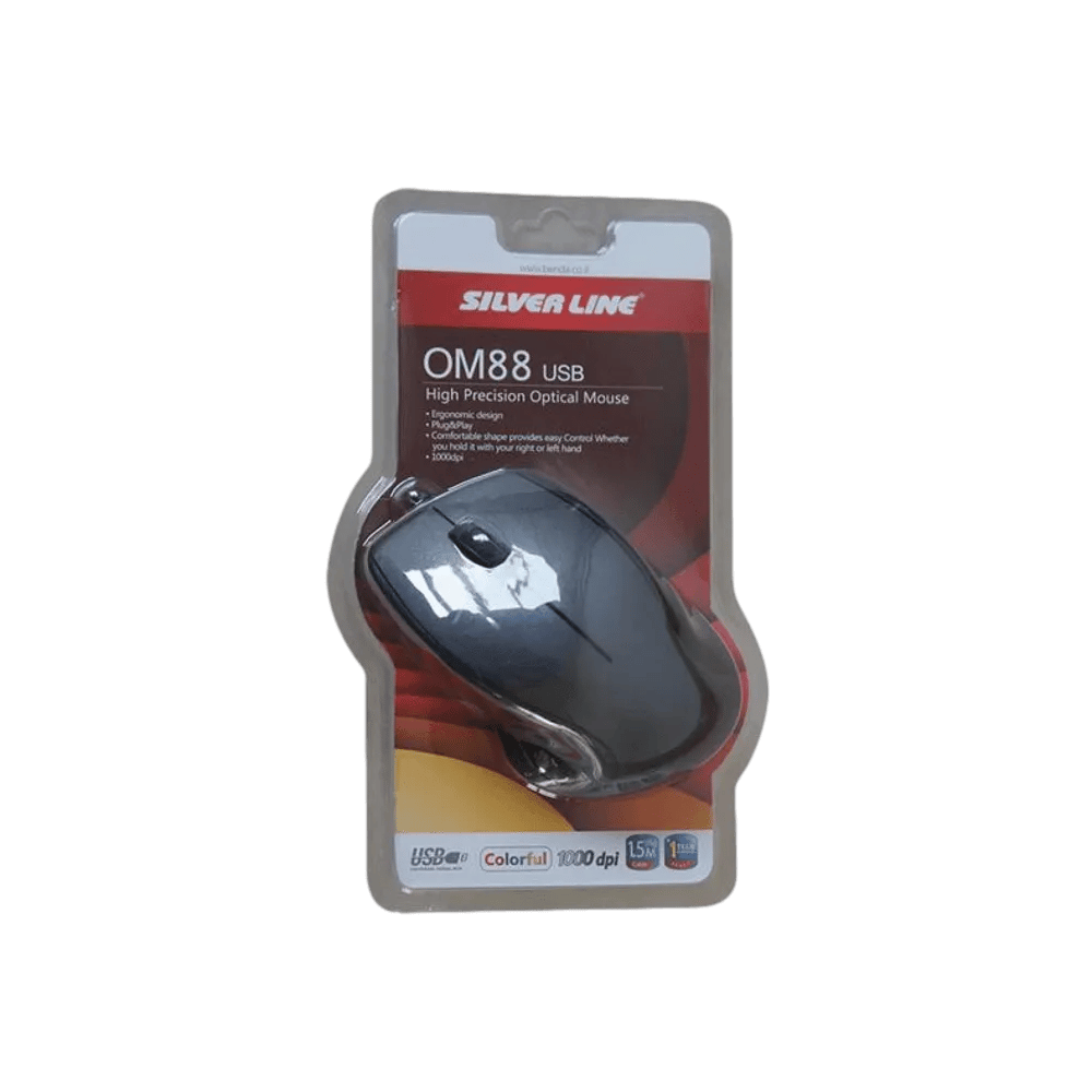 עכבר חוטי Silver Line OM88 USB בצבע שחור
