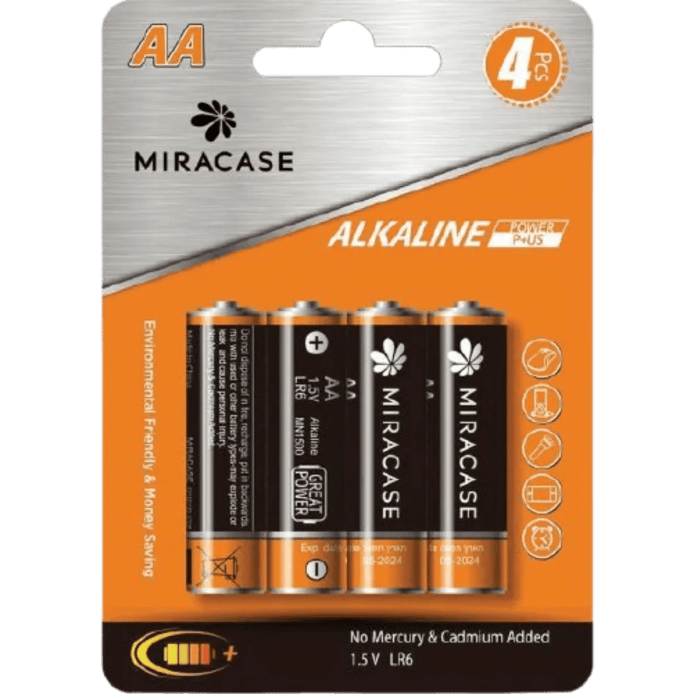 סט 4 סוללות MIRACASE ALKALINE AA