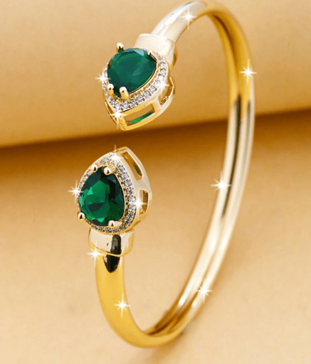 צמיד קשיח זהב משולב ירוק