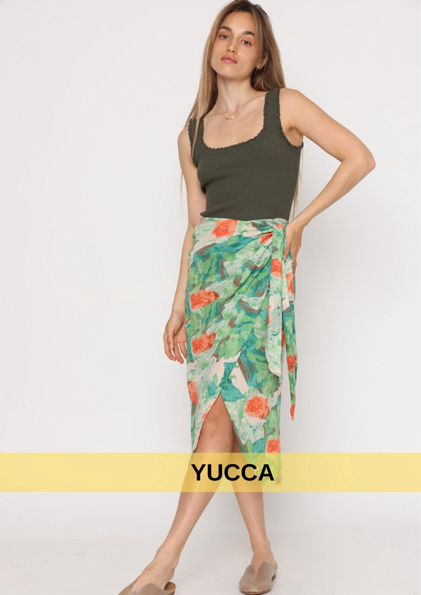 חצאית מודפסת פרחים yucca