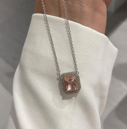 שרשרת מרובע קריסטל ורוד