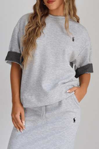 חליפת פולו שרוול משובץ