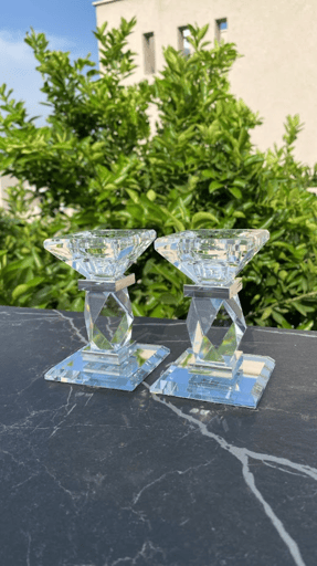 זוג פמוטי קריסטל מהודרים שקופים