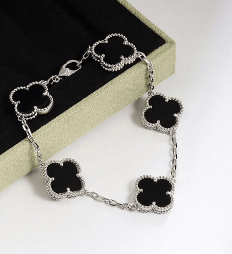 צמיד תילתן שחור כסף