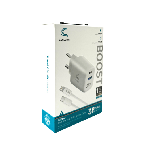 מטען קיר מטען קיר CELLERA GAN 38W PD+USB כולל כבל איפון