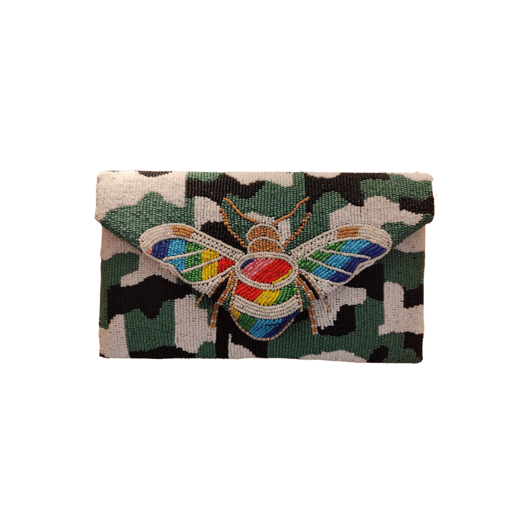 colorful bee clutch