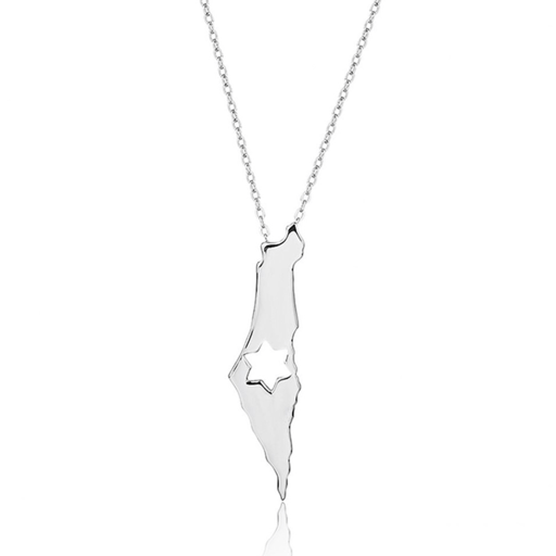 Star of David Israel Map Necklace