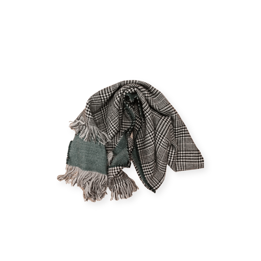 houndstooth black/white/green scarf