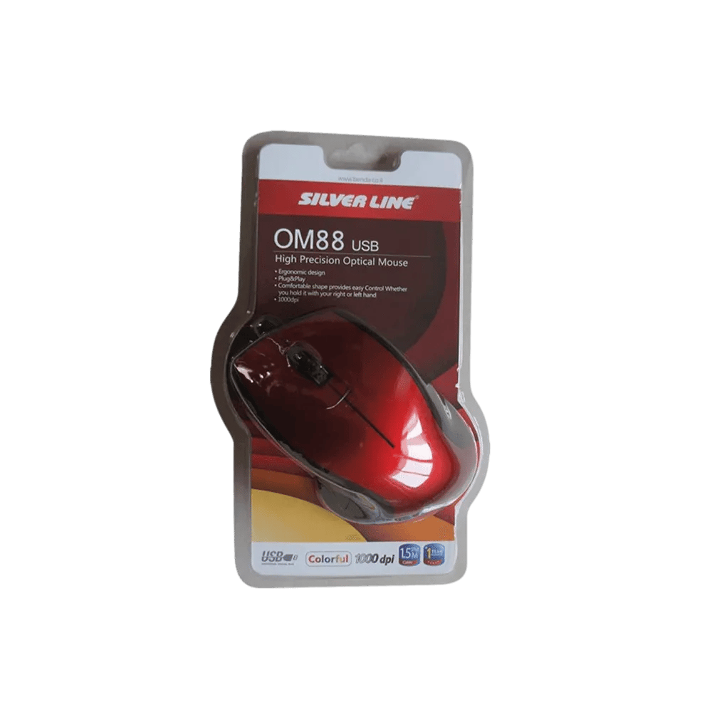 עכבר חוטי Silver Line OM88 USB בצבע אדום