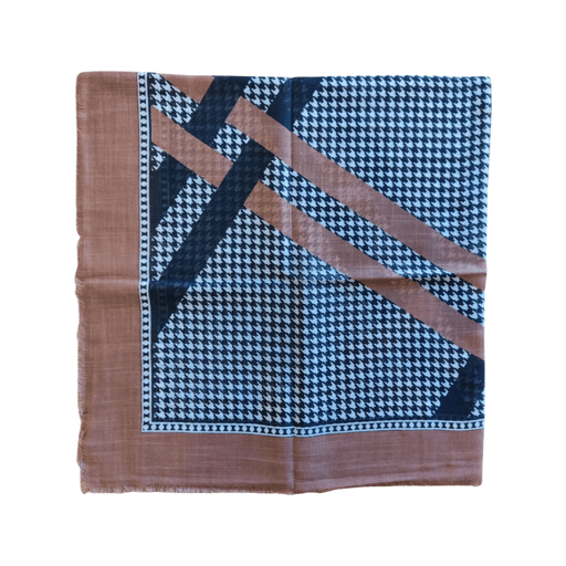 brown base clack/white houndstooth scarf