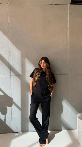 מכנס מחויט בגזרה ישרה - שחור