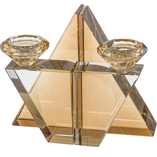 פמוטי קריסטל "מגן דוד" מהודרים זהב