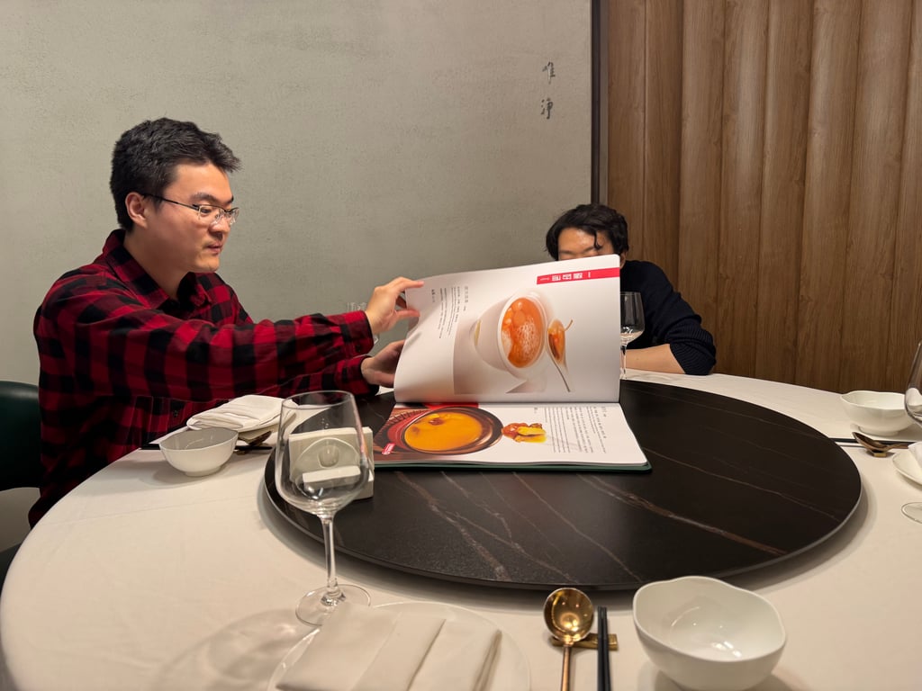 The menus at most Chinese restaurants are _long_, and usually contain pictures of each dish. This is 上蔬无瑕·创意素食, Nanjing.