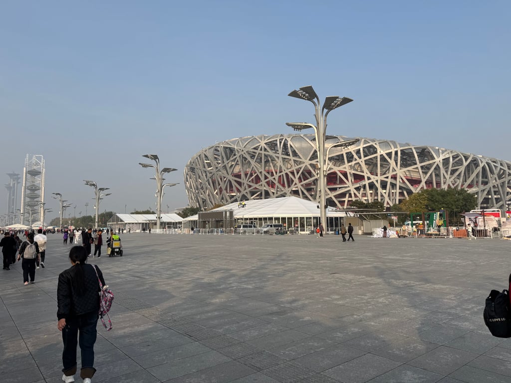 The Bird’s Nest Stadium was constructed for the 2008 Olympics, and also hosted the 2022 Winter Olympics. They let us walk along the roof as well, with great views of the stadium construction and the city itself.