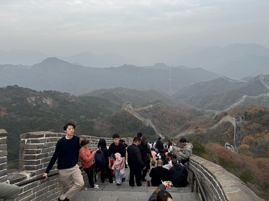 It’s built intentionally on steep hills/mountains, so the wall is actually much steeper than I expected. Walking along the wall involves climbing hundreds of extremely steps (it’s steeper than it looks)