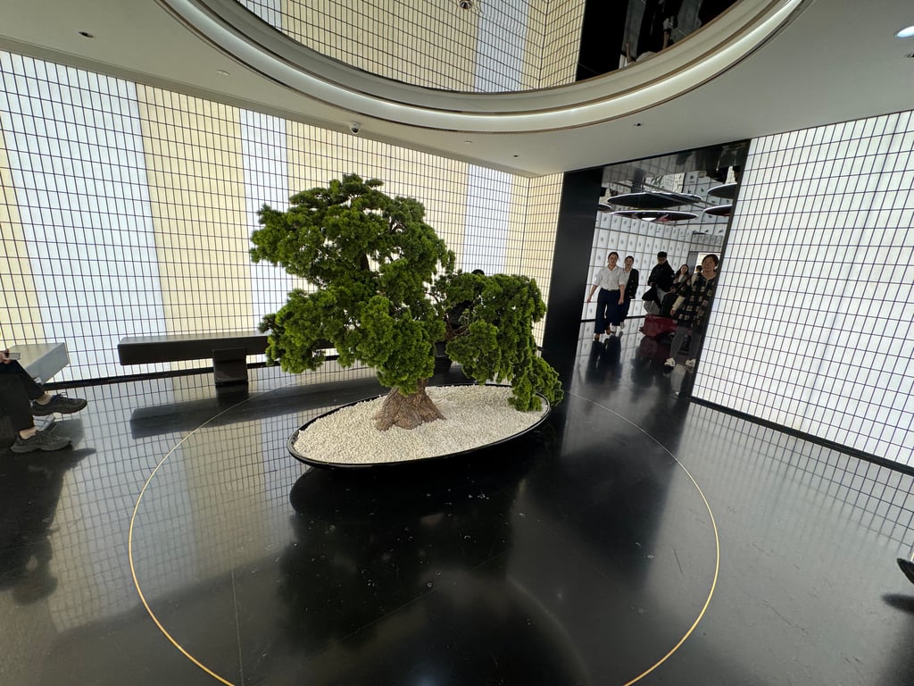 Bonsai in the Chinese Garden themed washroom