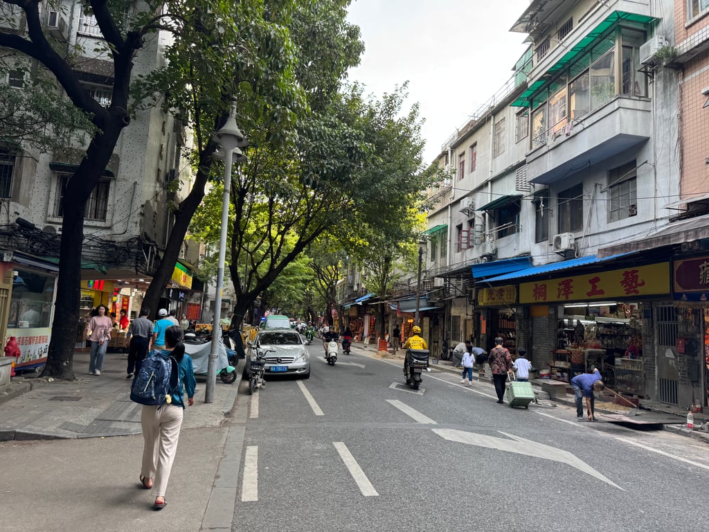 Street outside the temple. At first glance, this looked so similar to Jayanagar, Bengaluru!