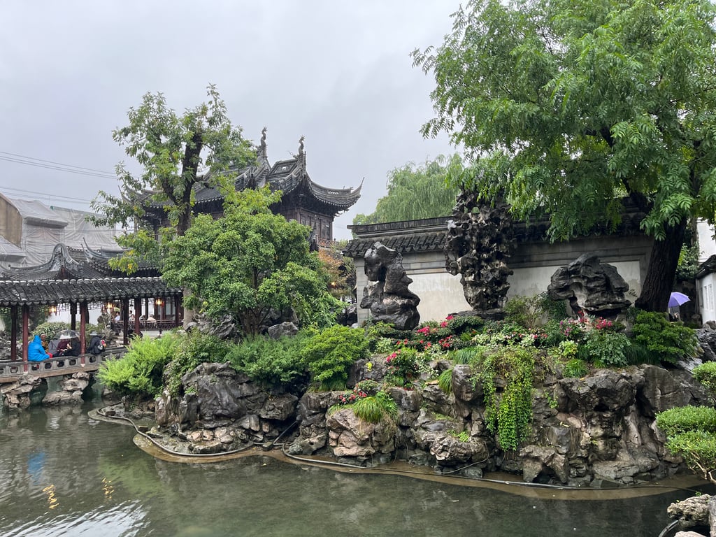 A key feature of Chinese gardens is their rock formations, especially the presence of 'scholar rocks’. The more holes, the more aesthetically pleasing.