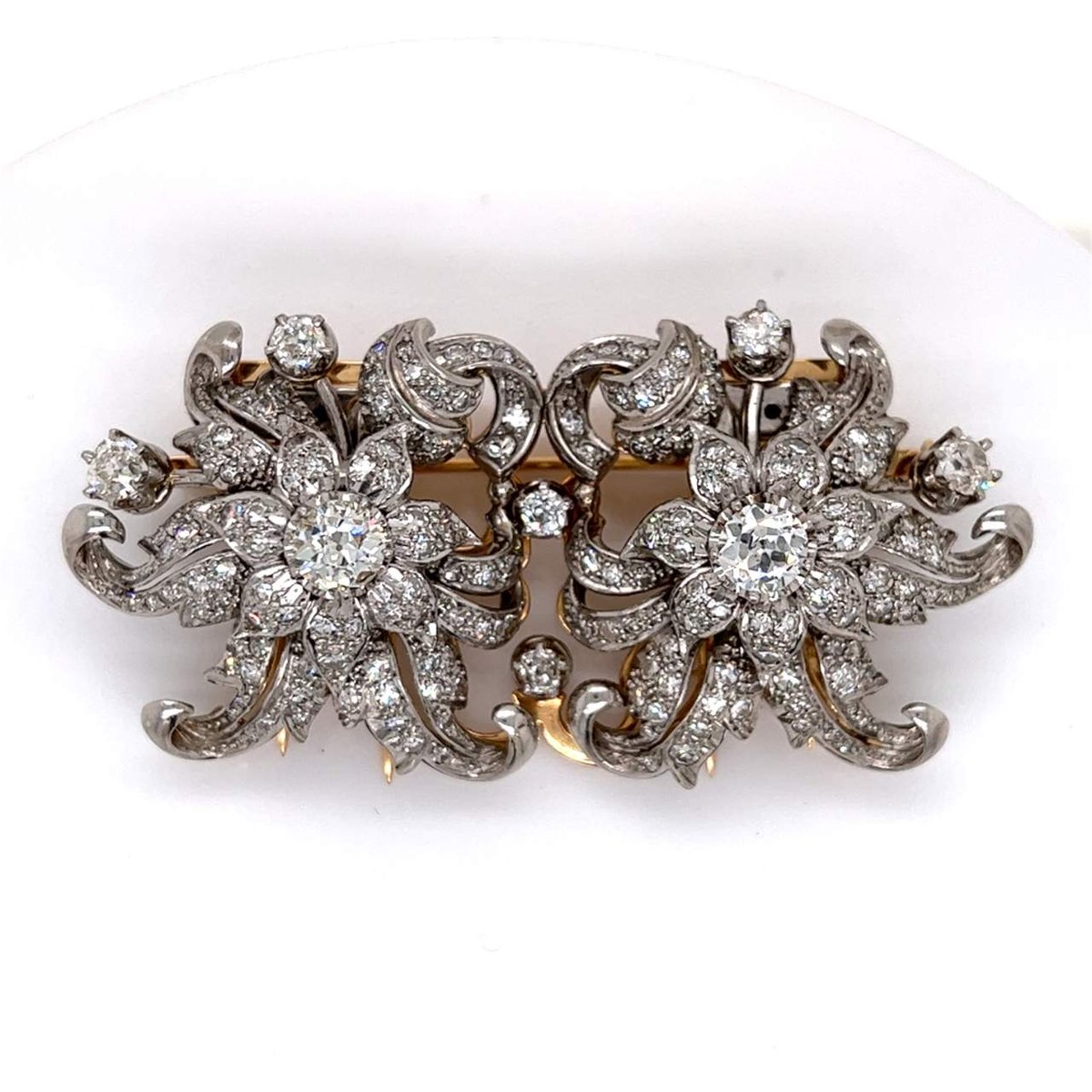 18K Yellow Gold & Platinum Diamond Brooch