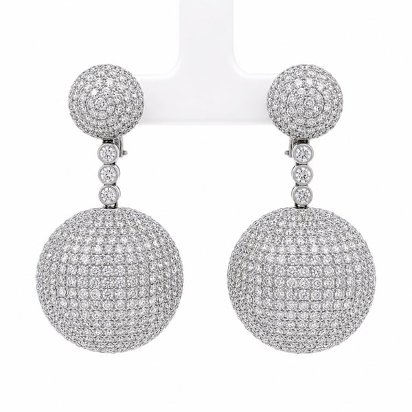 18K White Gold 32.00 Ct. Diamond Earrings