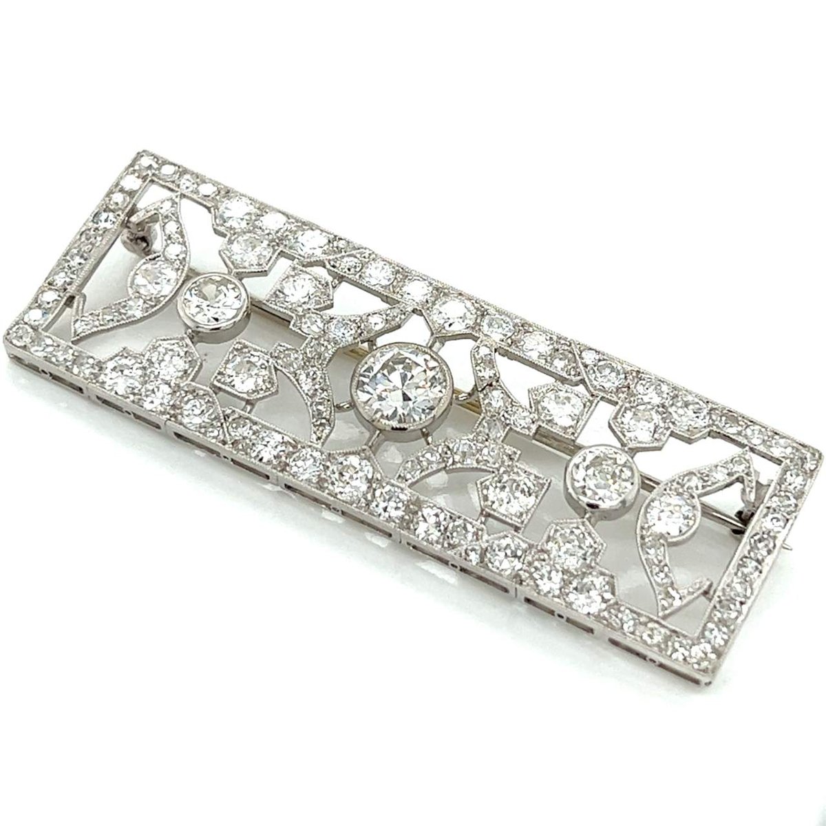 Art Deco Platinum 8.60 Ct. Diamond Brooch