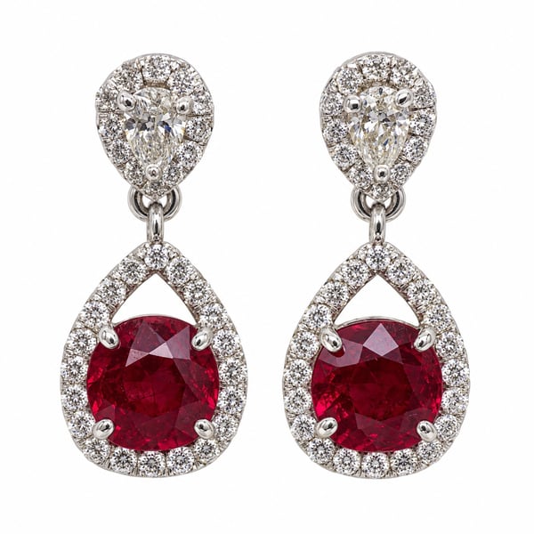 Platinum AGL Certified Burma Ruby & Diamond Earrings
