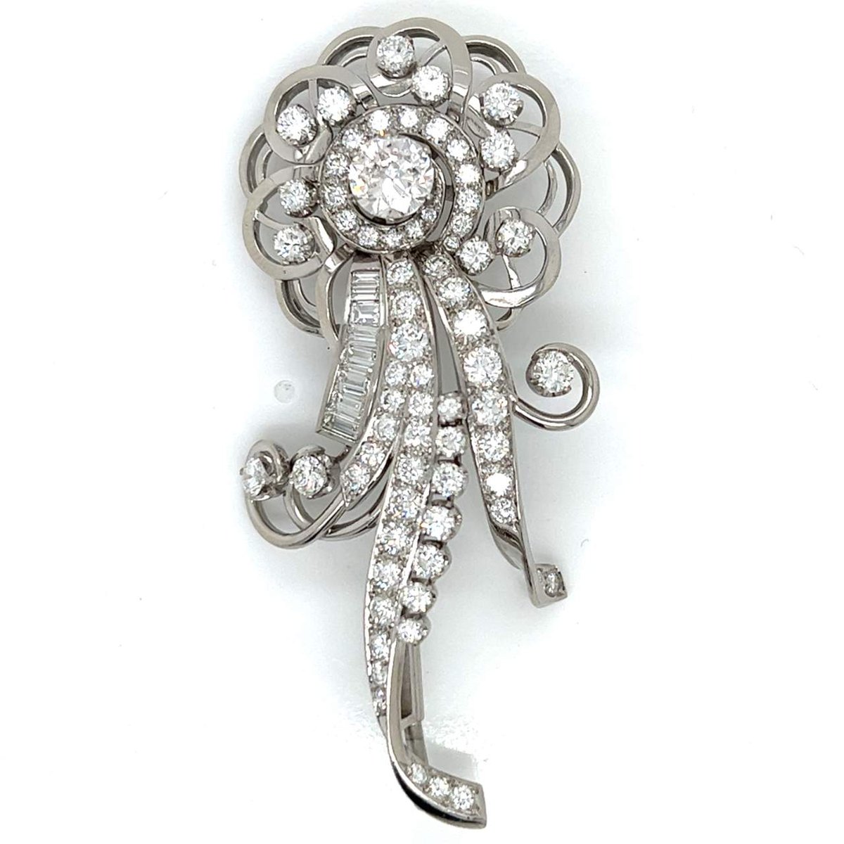 Art Deco Platinum 6.24 Ct. Diamond Brooch