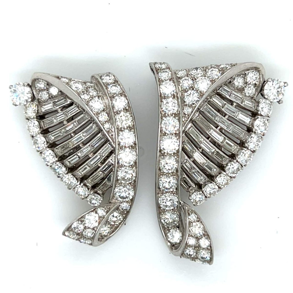 7.00 Ct Art Deco Diamond Clips