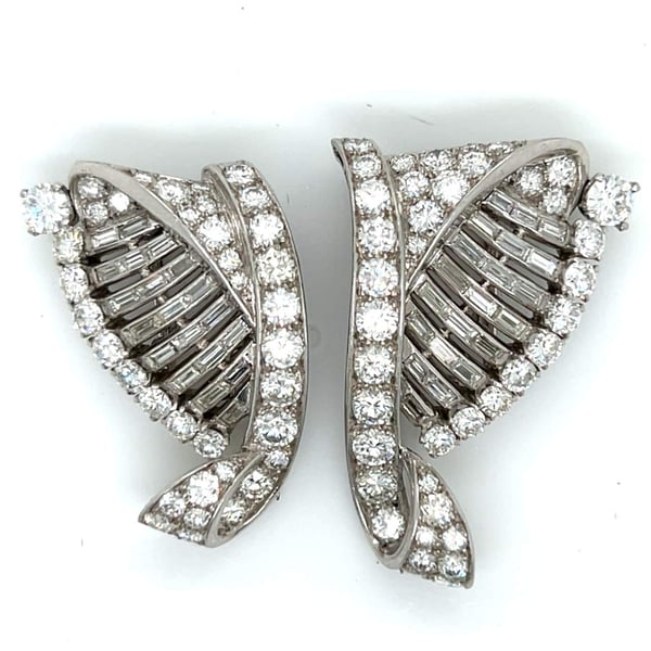 7.00 Ct Art Deco Diamond Clips