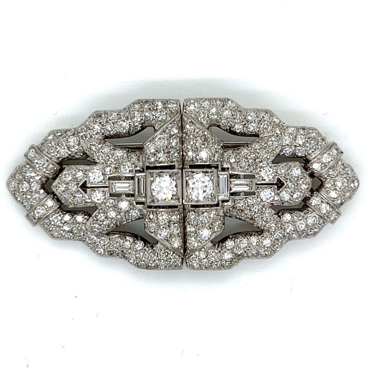 Art Deco Platinum 7.40 Ct. Diamond Brooch