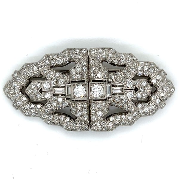 Art Deco Platinum 7.40 Ct. Diamond Brooch