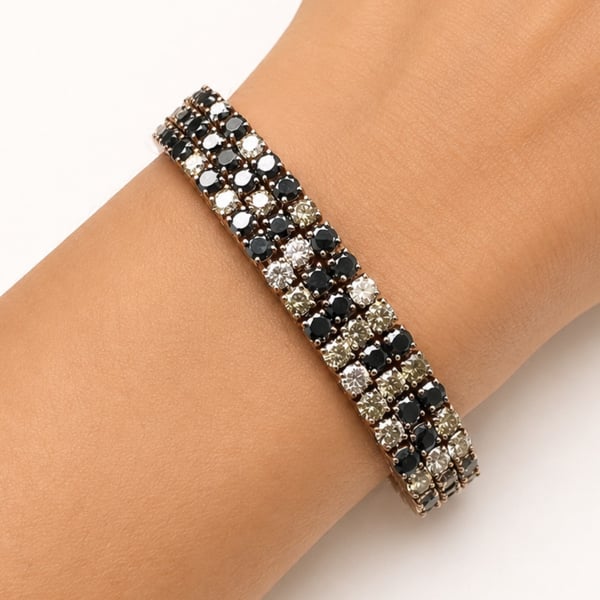 18K Rose Gold White, Champagne, and Black Diamond Bracelet