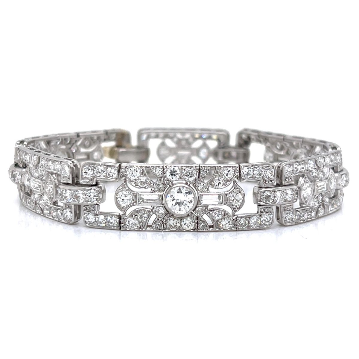 Art Deco Platinum 12.50 Ct. Diamond Bracelet