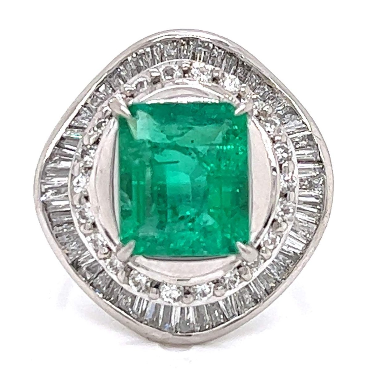 Platinum Emerald & Diamond Ring
