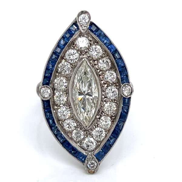 Platinum Diamond & Sapphire Ring