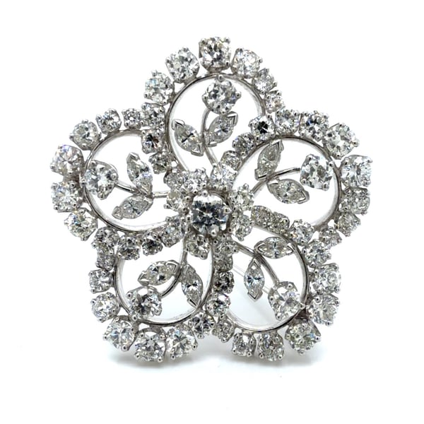 1950’s Platinum 11.60 Ct. Diamond Flower Brooch